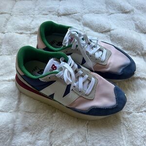 New Balance 237 Pink Navy Green White Retro Sneakers size 7.5 women’s